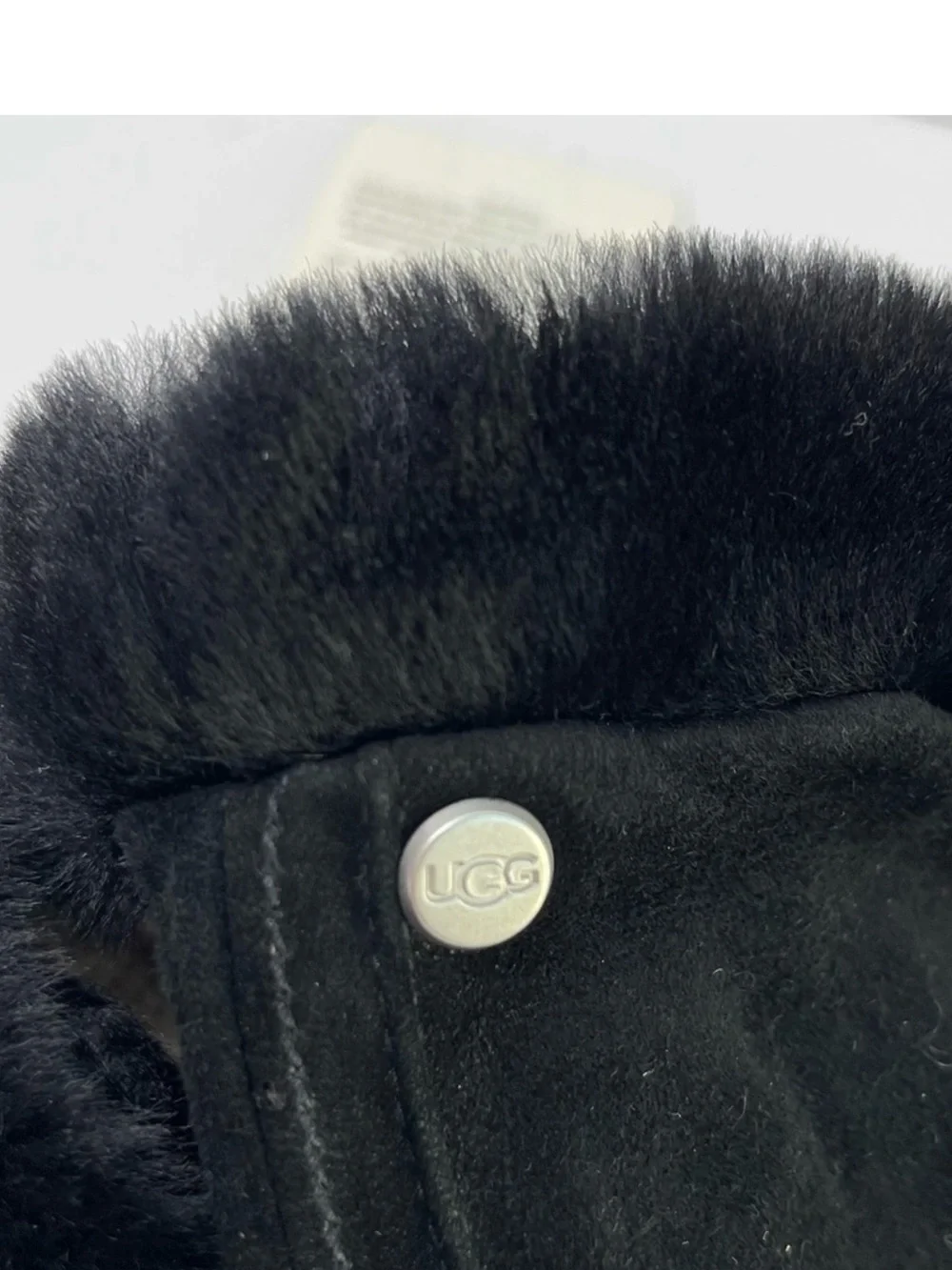 UGG Genuine Shearling Trim Suede Tech Tips Gloves Black NEW With Tag Size M